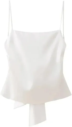 Women's Tied Back Straight Neck Adjustable Thin Straps Camisole Sexy