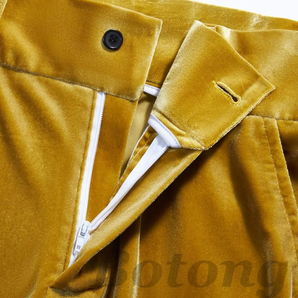 Womens Velvet Suit 2 PC Double Breasted Pants Suit Peak Lapel Formal Suit Womens Business Suits