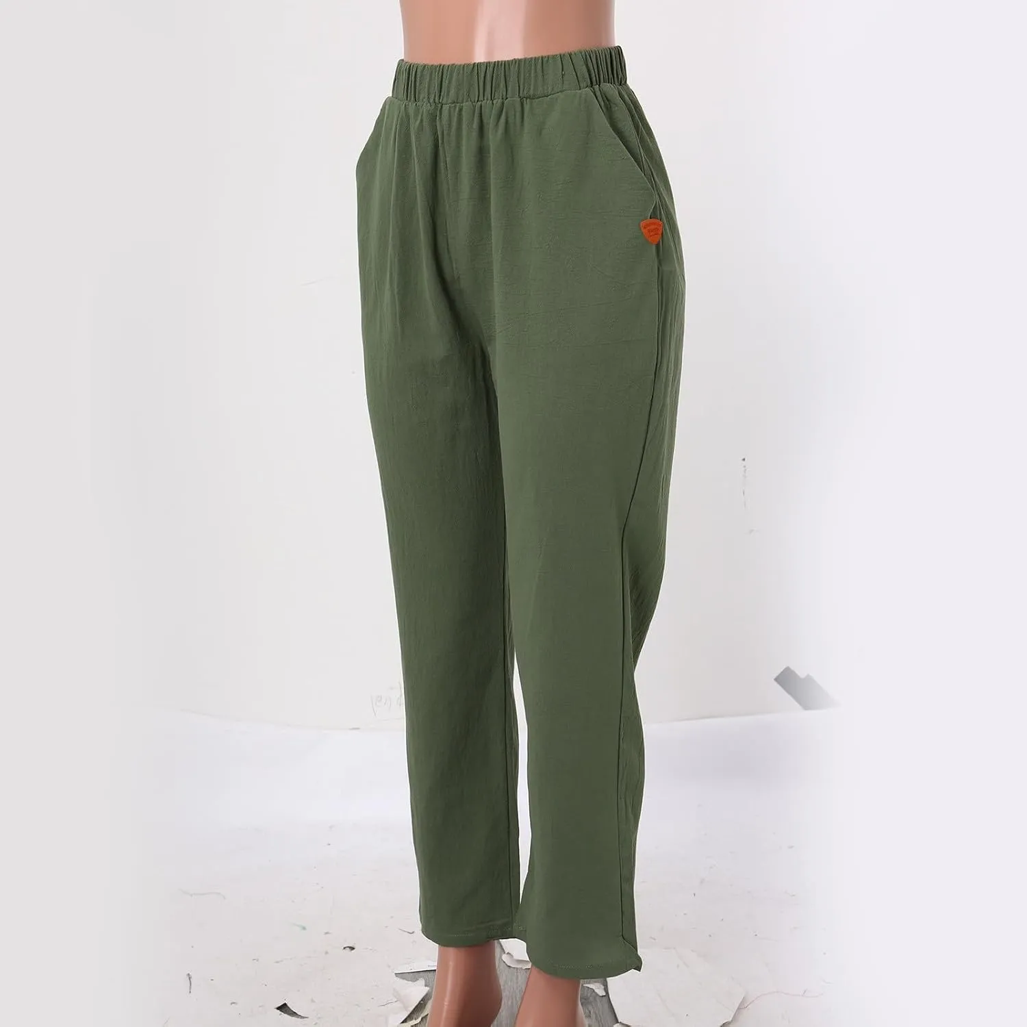Womens Wide Leg Cotton Linen Pants Summer Casual High Waist Lightweight Lounge Slacks Oversized Beach Baggy Trousers