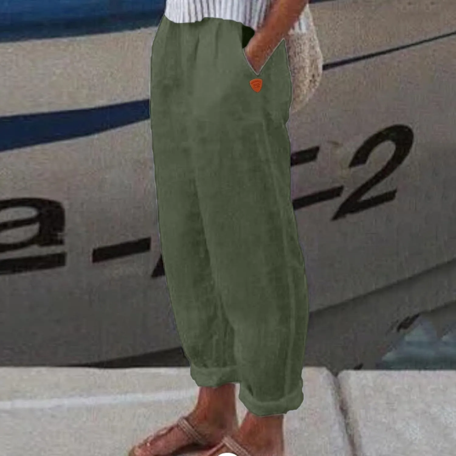 Womens Wide Leg Cotton Linen Pants Summer Casual High Waist Lightweight Lounge Slacks Oversized Beach Baggy Trousers