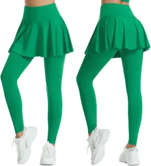 Women's Yoga Pants Skirt Solid Color High Waist Fitness Trousers Cycling Running Training Sports Leggings