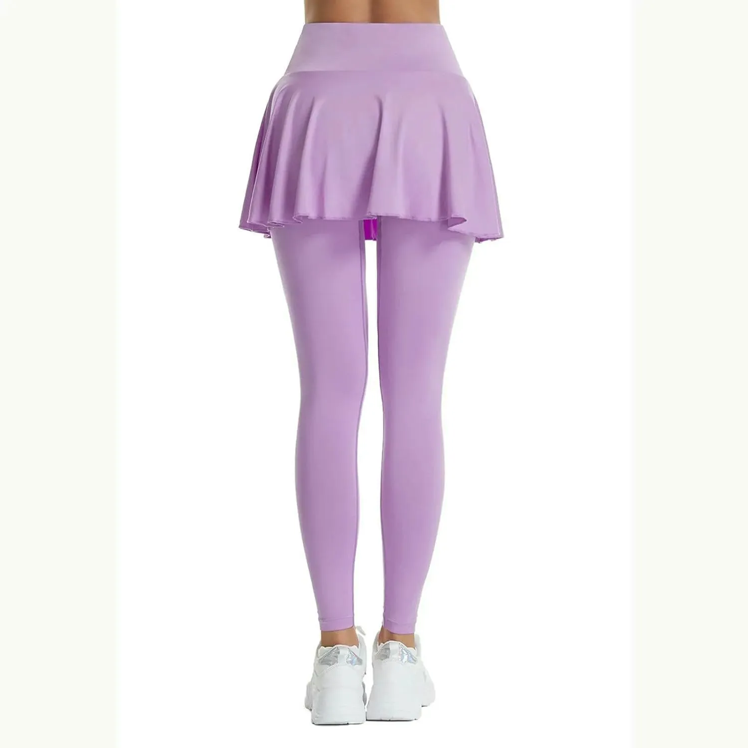 Women's Yoga Pants Skirt Solid Color High Waist Fitness Trousers Cycling Running Training Sports Leggings