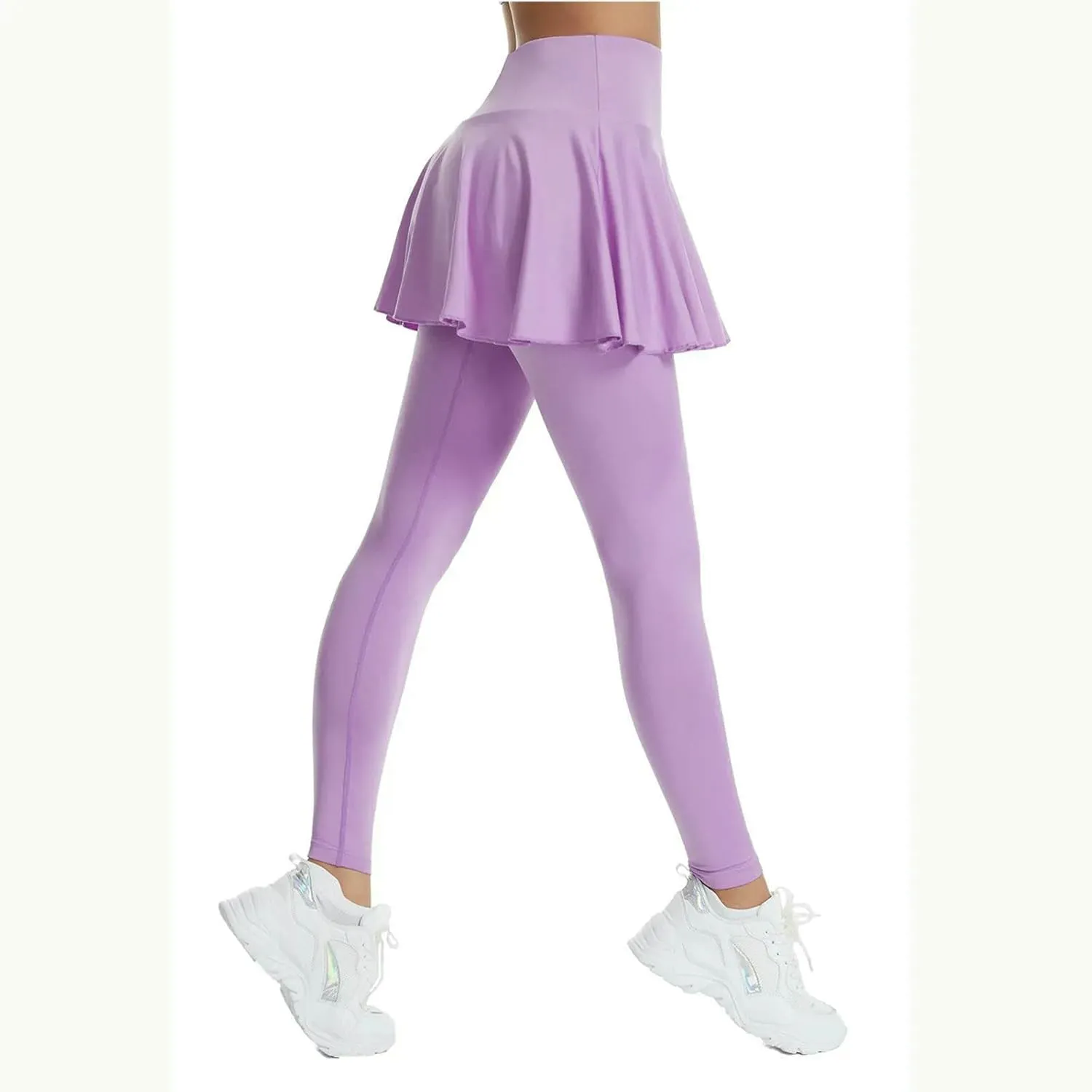 Women's Yoga Pants Skirt Solid Color High Waist Fitness Trousers Cycling Running Training Sports Leggings