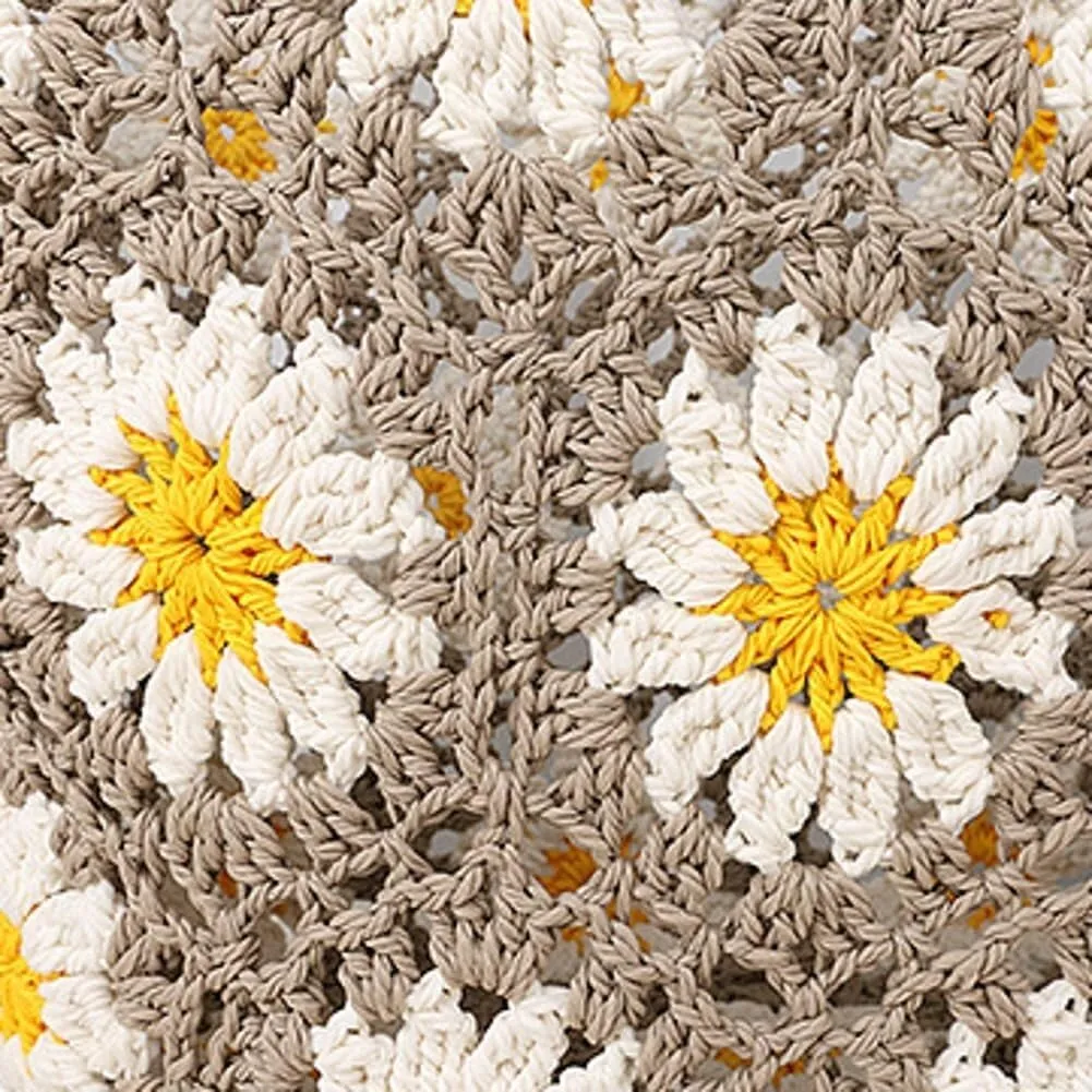 Woven Tote Bag for Women Large Capacity Summer Crocheted Flower Beach Bag Woven Shoulder Bag Well made