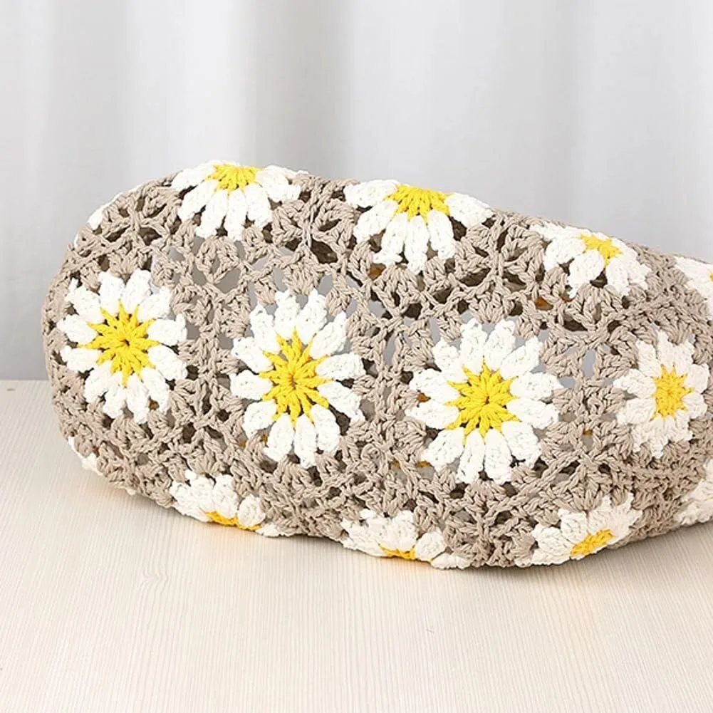 Woven Tote Bag for Women Large Capacity Summer Crocheted Flower Beach Bag Woven Shoulder Bag Well made