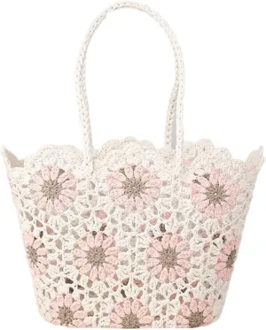 Woven Tote Bag for Women Large Capacity Summer Crocheted Flower Beach Bag Woven Shoulder Bag Well made