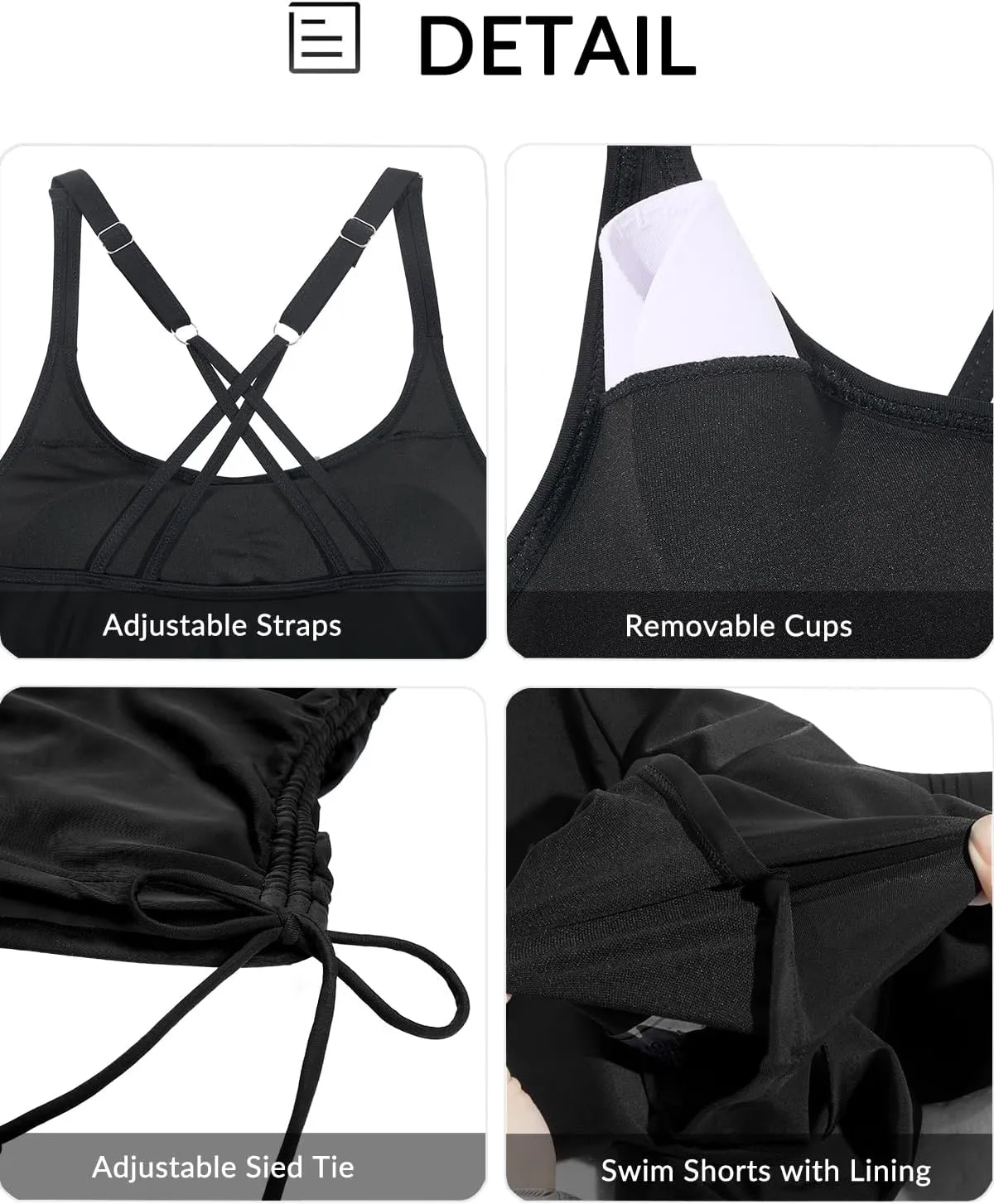 Yonique Womens Blouson Tankini Swimsuits Two Piece Strappy Bathing Suit Tops with Shorts Criss Cross Swimwear