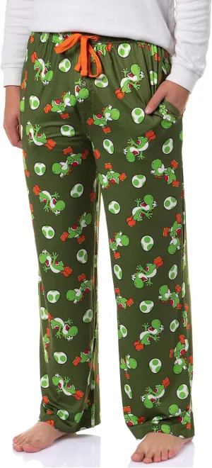 Yoshi Pajama Pants Nintendo Super Mario Men's Yoshi Egg Drawstring Elastic Waistband Lounge Sleep Pajama Pants