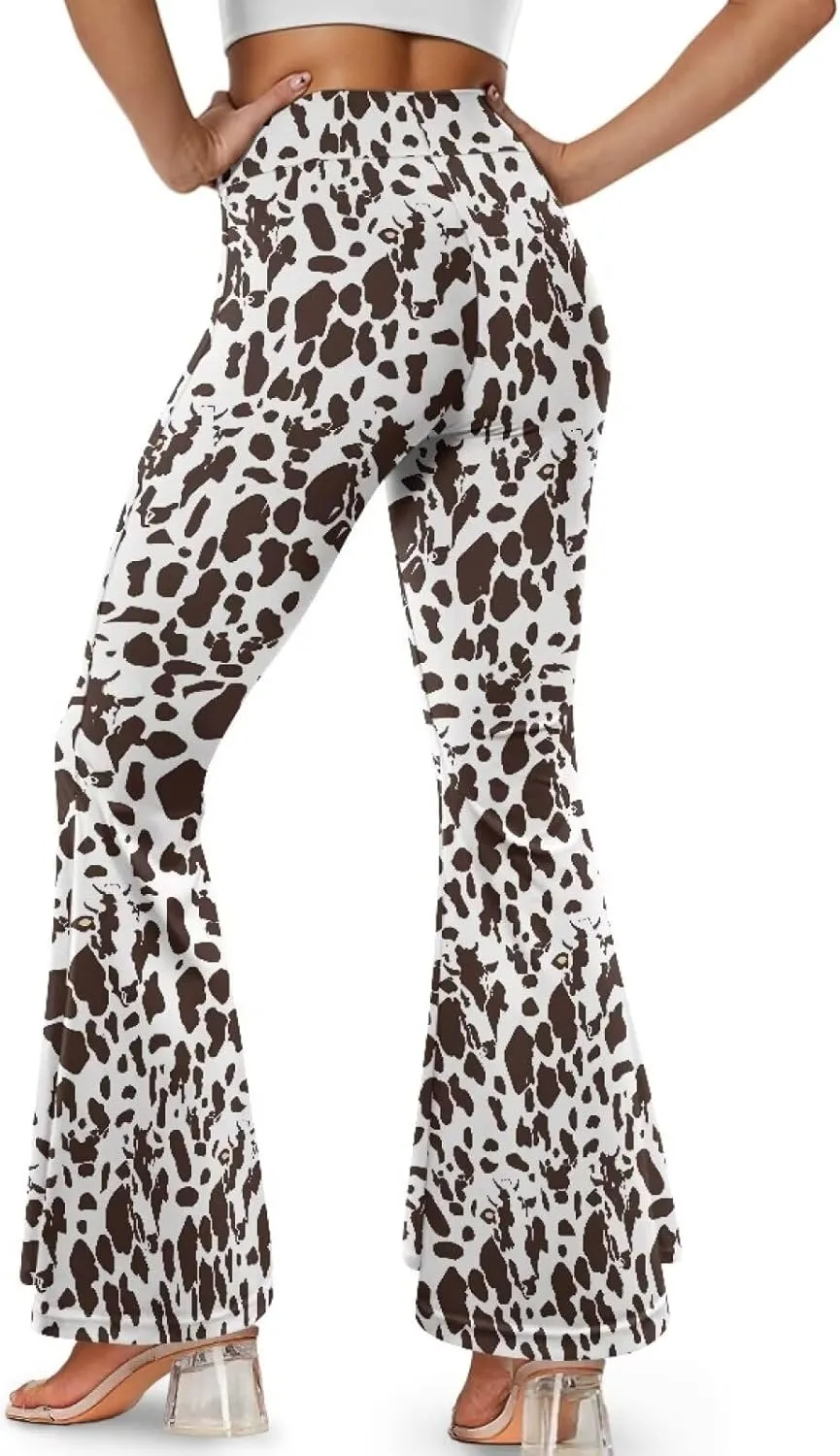 Yuuxorilu Flare Leggings Women Flare Yoga Pants Plus Size Workout Pants High Waist Tummy Control Stretch Wide Leg Pants