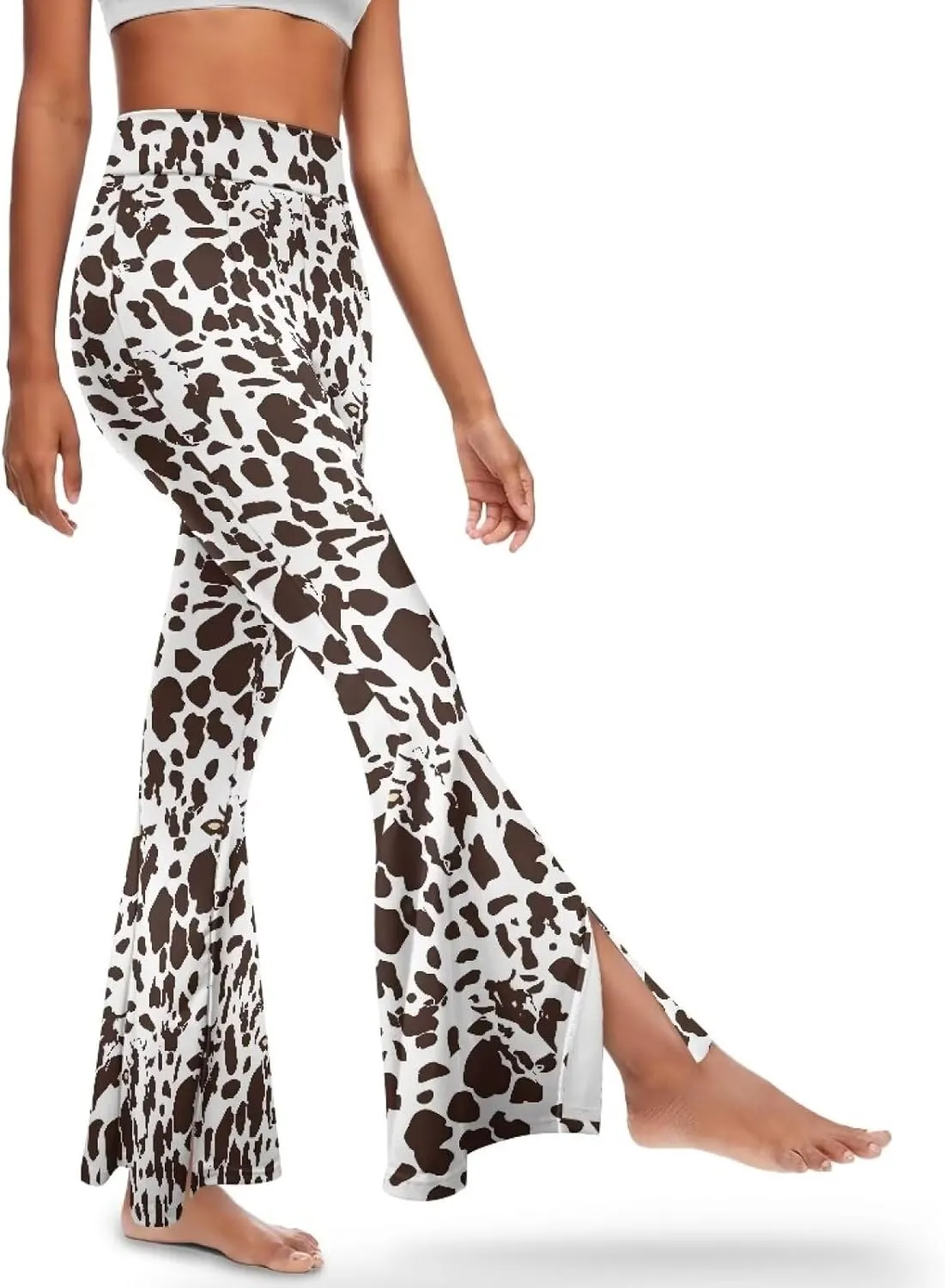 Yuuxorilu Flare Leggings Women Flare Yoga Pants Plus Size Workout Pants High Waist Tummy Control Stretch Wide Leg Pants