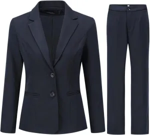 YYNUDA Women's Business Suit Set Lady 2 Piece Blazer and Jacket Two Button Solid Slim Fit for Office Work Pantsuit